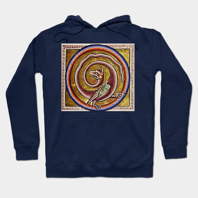 MEDIEVAL BESTIARY, SNAKE DRAGON CIRCLES Hoodie by BulganLumini